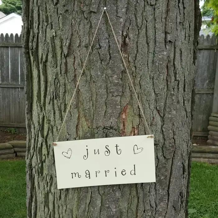 Panneau en bois pour juste marié