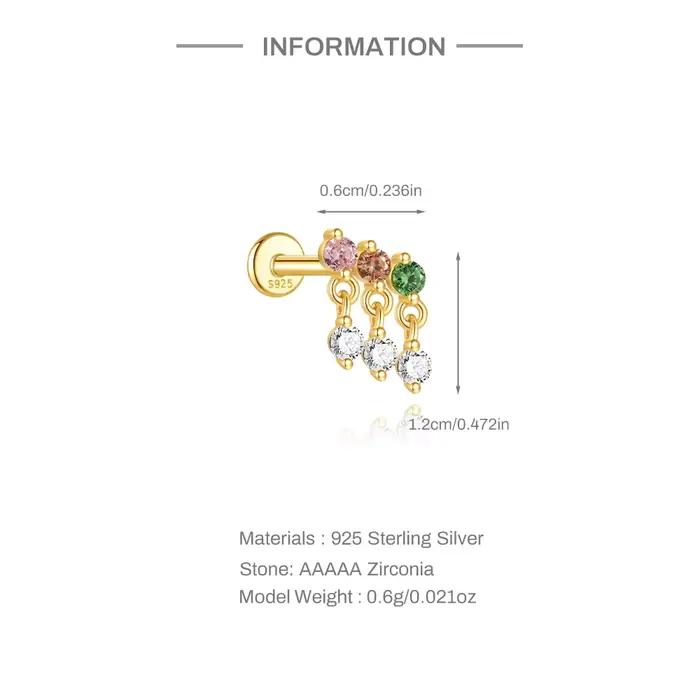 Boucles d'oreilles à clous 925 en argent sterling serties de zirconium pour femmes, bijoux fins pour occasions spéciales et cadeaux personnalisables