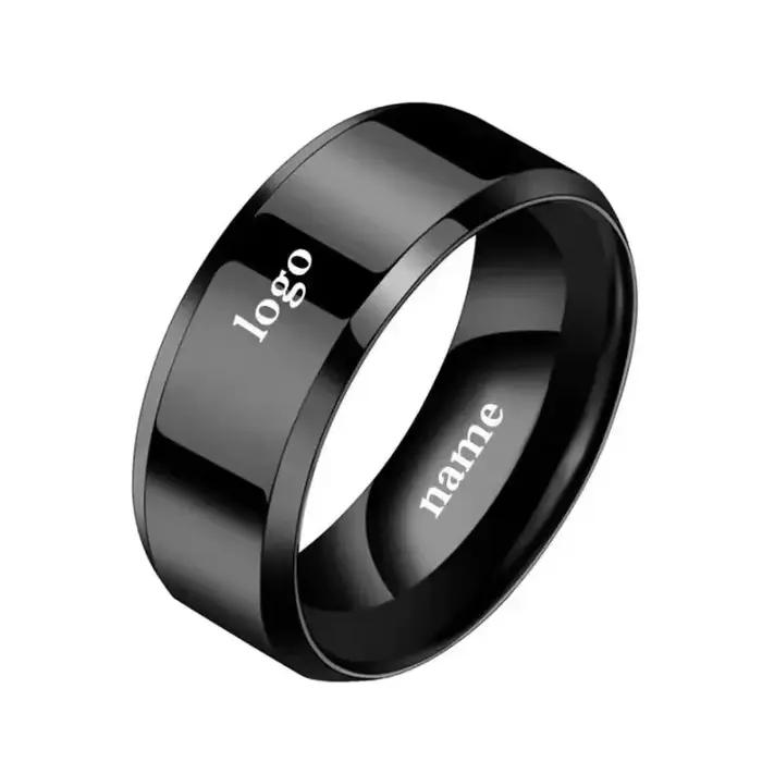 Bagues personnalisées en acier inoxydable pour hommes et femmes avec gravure nom, logo ou date pour célébrer le mariage et les anniversaires de mariage