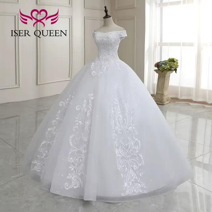 Personnalisé belle perles princesse robe de mariée grande taille qualité broderie robes