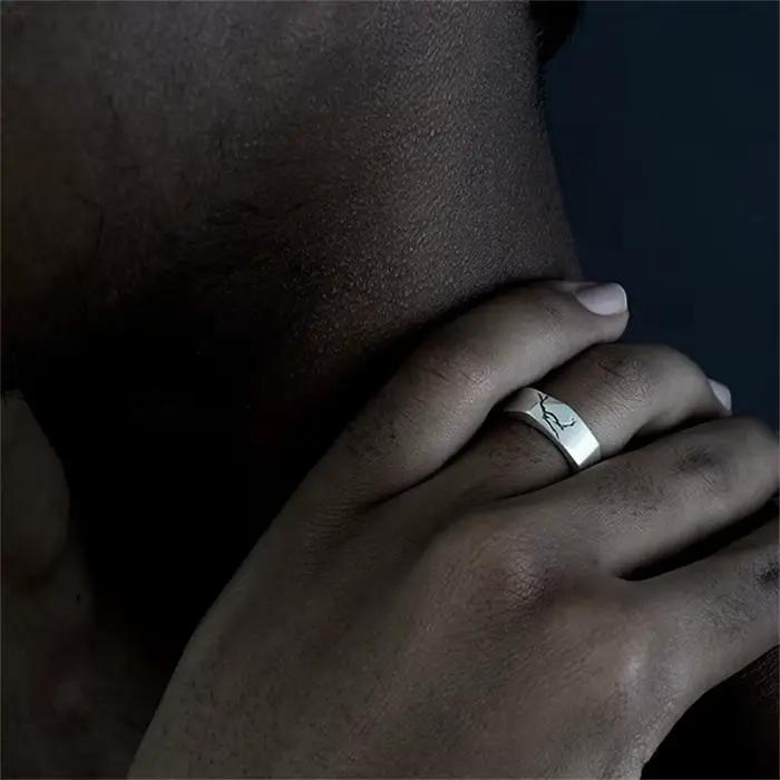 Bague Vintage craquelée pour hommes