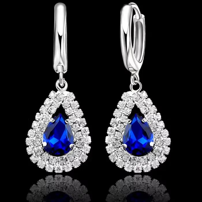 Ensembles de bijoux de mariage élégants en argent Sterling 925 pour femmes, goutte d'eau Fine, pendentif de fiançailles en cristal, collier et boucles d'oreilles