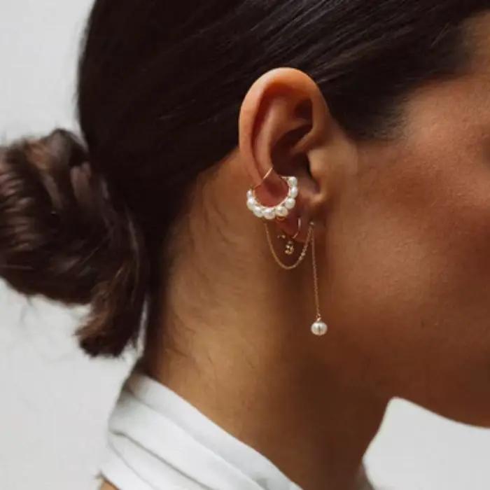 Boucles d'oreilles manchette en or 14K