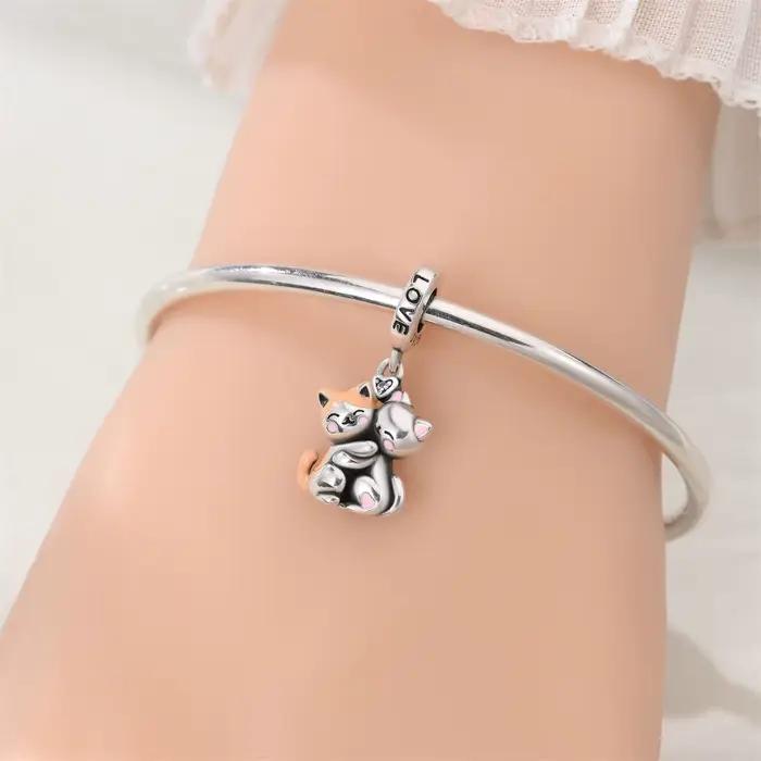 Pinky promesse Couple breloques perles 925 en argent Sterling tenant la main t'aime pendentif ajustement Original Bracelet bijoux à bricoler soi-même cadeau