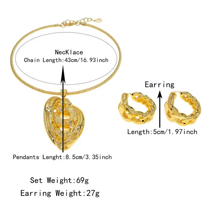 Yulaili grande taille boucle d'oreille collier pendentif brésilien italien ensemble de bijoux pour femmes dames cadeau accessoires de fête HK 125614