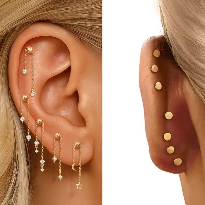 Boucles d'oreilles à clous 925 en argent sterling serties de zirconium pour femmes, bijoux fins pour occasions spéciales et cadeaux personnalisables