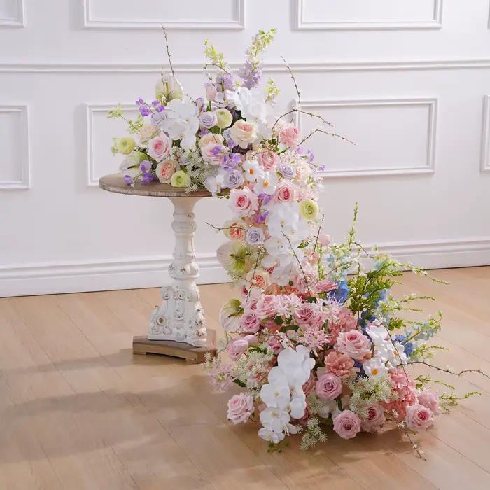 HMEOT H9036 décorations d'allée de mariage en plein air rose orchidée rangées florales simulé Table canapé coureurs célébration sol fleur