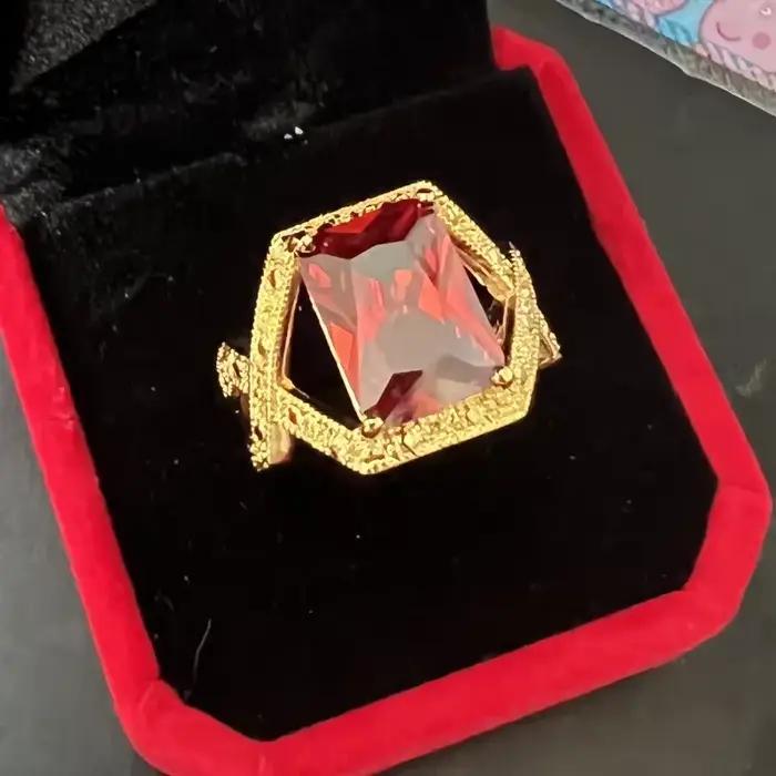 Bague de promesse en grenat de laboratoire pour hommes