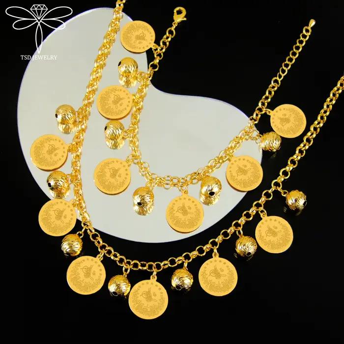 Parure de bijoux turques Lira en plaqué or 21 carats
