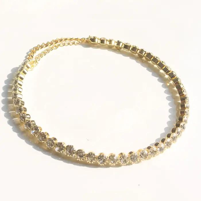 Collier en strass pour femmes bijou scintillant chaîne élégante à une rangée accessoire de mariée bijoux de luxe pour femmes occasions spéciales elegance modernité