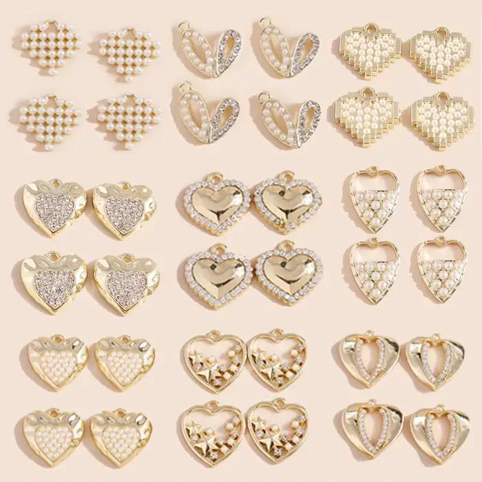 Leslie-Perles de Clip Exquises, Breloques en Forme de Cœur d'Amour, Bijoux de Bricolage, Collier Fait à la Main, Bracelet, Boucles d'Oreilles, 5 Pièces