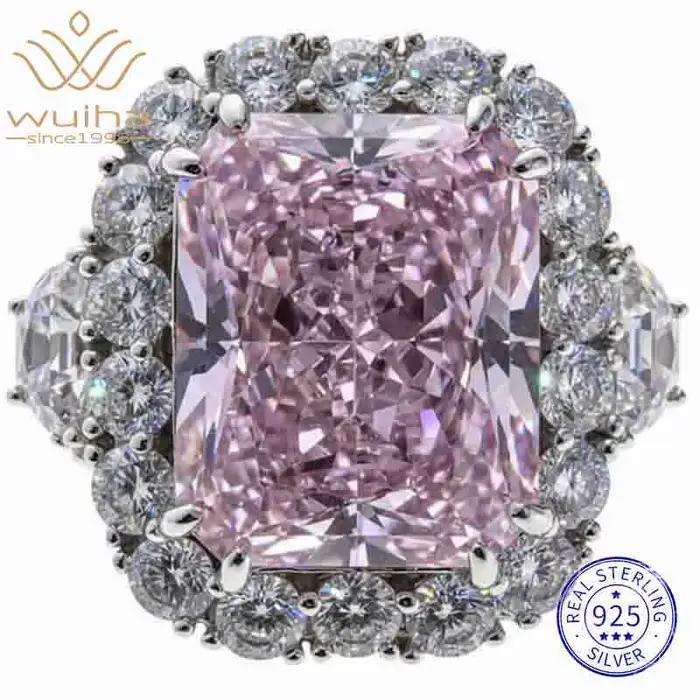Bague de cocktail WUIHA en argent sterling 925 sertie de saphirs de laboratoire et diamants à haute teneur en carbone pour femmes et hommes pour les occasions spéciales
