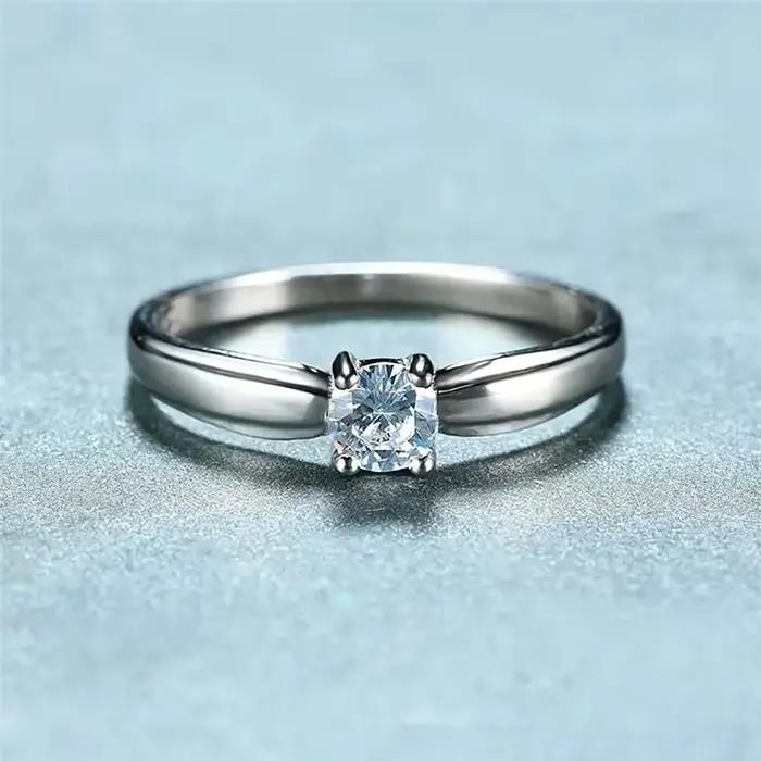 Huitan – bagues rondes simples en Zircon cubique pour femmes, accessoires de fiançailles, de mariage, simples et élégantes, bijoux à la mode