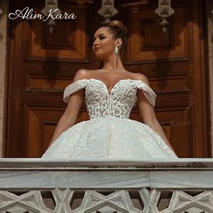 Alim Kara robe De mariée sans manches 2026 épaules dénudées Appliques