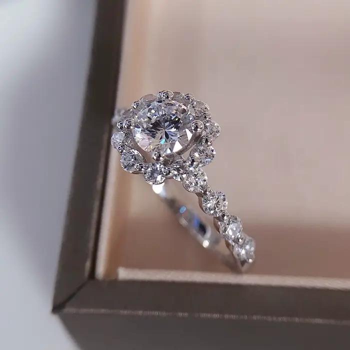 Bague Moissanite ronde D VVl's, 0.6 carats, 5.5mm, qualité supérieure, platine 950, bague de fiançailles, tampon PT950, 221