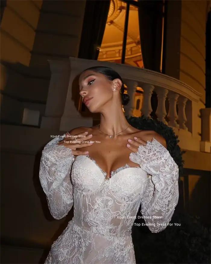 Robe de mariée courte en dentelle à manches en cœur, tenue de bal, mini, moderne, pour cérémonie de mariage ou soirée de gala