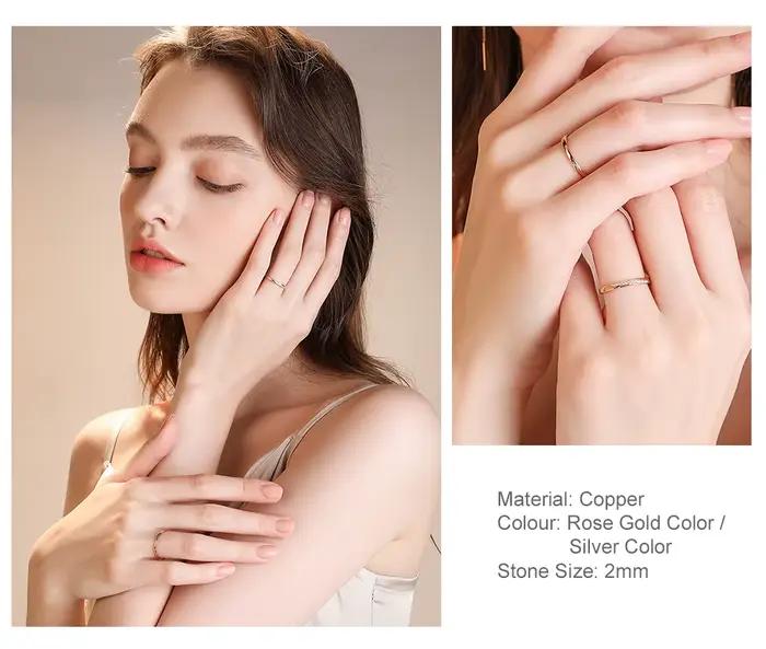 Bague en zircone cubique plaquée or 14K à la mode pour femmes, alliance de mariage romantique et élégante pour occasions spéciales et demandes en mariage
