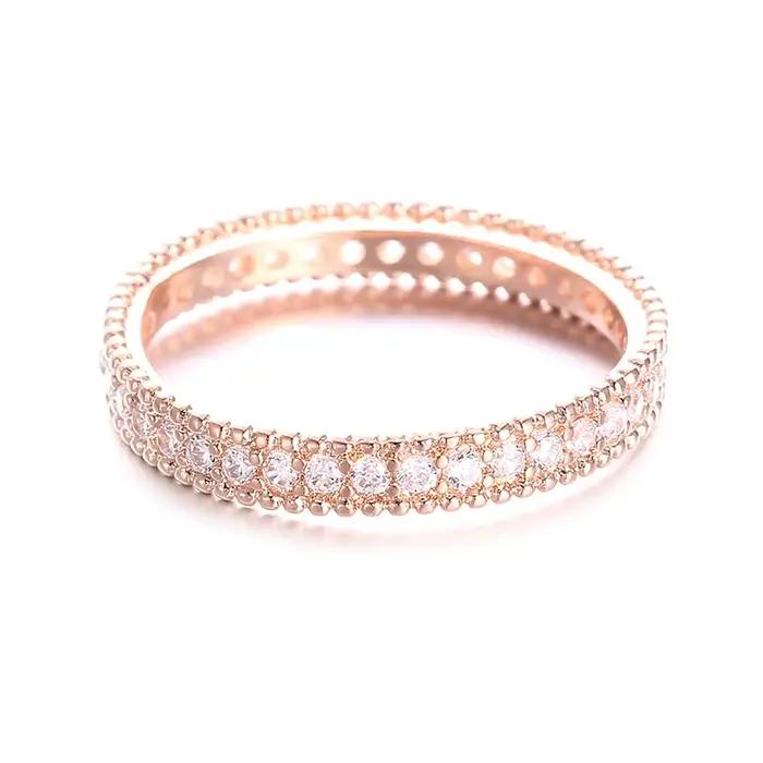 Bague en zircone cubique couleur or rose élégante pour femmes occasions spéciales mariage fiançailles partys quotidiennes