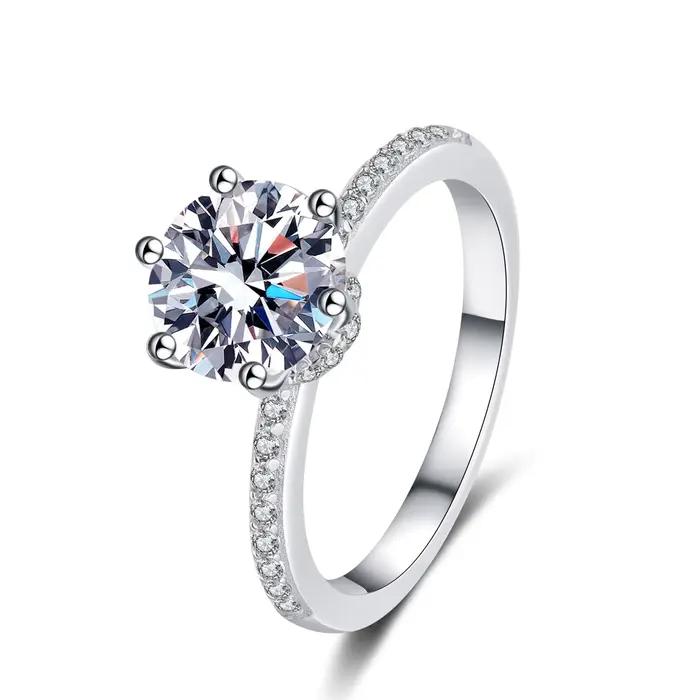 Bague en argent sterling 925 avec moissanite 2 carats pour femme, bague de mariage en argent 925, alliance de fiançailles, bijoux de mode