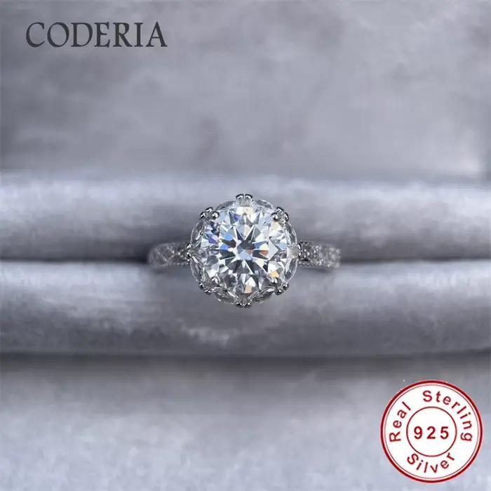 Bague en moissanite 2 carats taille ajustable plaquée or blanc 18 carats argent sterling 925 pour femmes occasions spéciales engagement mariage anniversaire