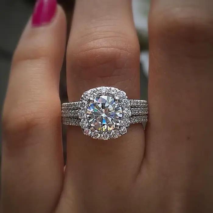 Bague moissanite carrée en argent sterling 925, classique et de luxe léger, comme cadeau de bijoux p