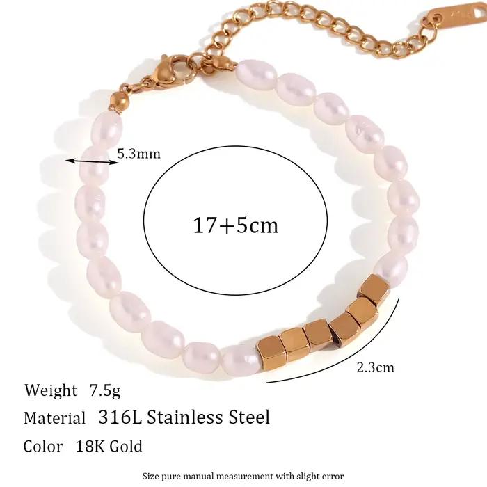 E.B.belle-Petites perles cubiques pour femme, breloques en perles d'eau douce, tour de cou, colliers