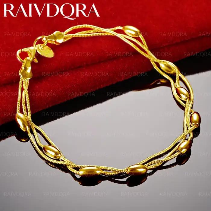 Bracelets à perles ovales plaqués or 18 carats pour femmes, bijoux d'anniversaire, cadeau populaire,