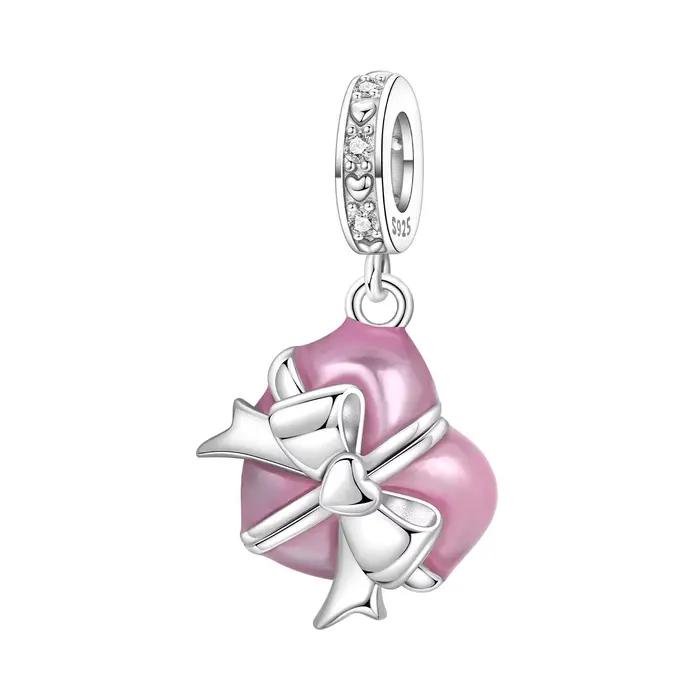 PANPOKI Breloques en argent sterling 925, motif nœud rose, pour bracelet, collier, bijoux, cadeau so