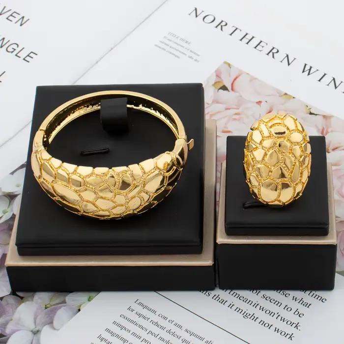 Bague de dubaï couleur or 18 carats pour femmes de luxe, Bracelet africain à la mode pour cadeau de