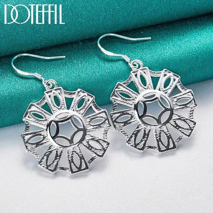 DOTEFFIL-Boucles d'Oreilles Rondes en Argent Sterling 925 pour Femme, Bijoux à la Mode pour ixde Fia