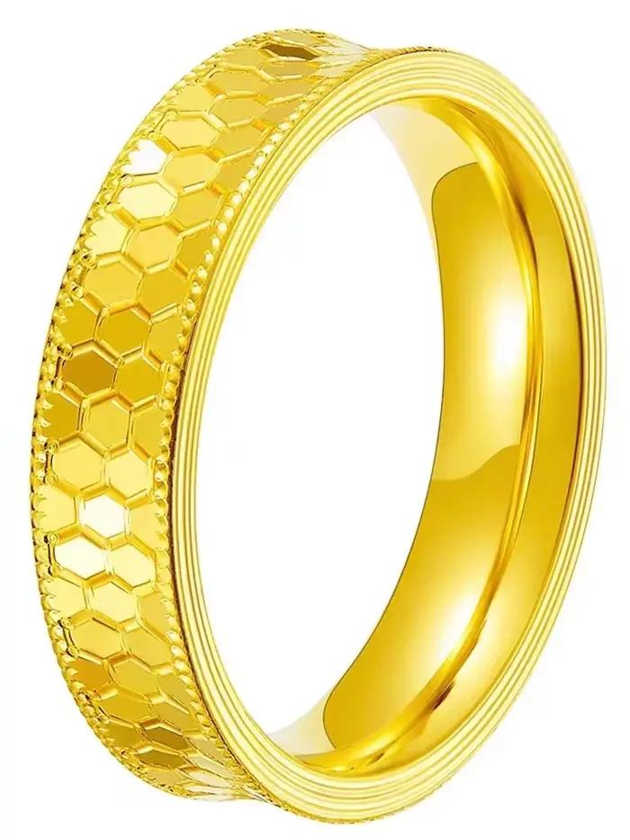 Bague en accent d'abeille en or pur pour couple, bijoux fins, or de sable de Dubaï, carillon, allian