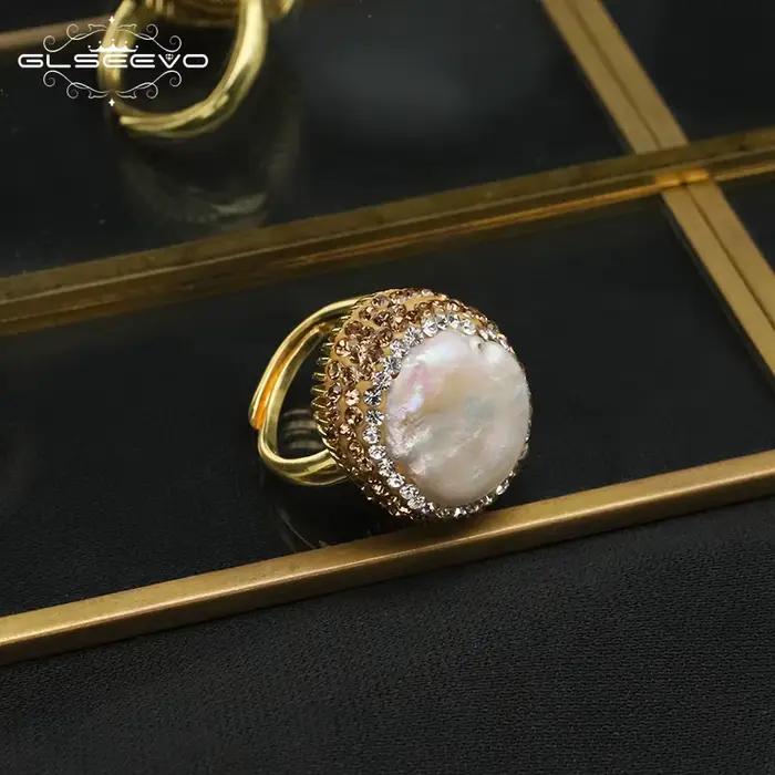 GLSEEVO – bagues baroques en perles d'eau douce pour femmes, personnalisées, mode élégante, luxe, Si