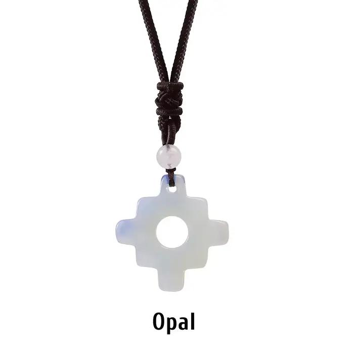 Collier Pendentif en Cristal de Quartz, Turquoises, Agates et Aventurine, Nœud Chinois, Bijoux pour
