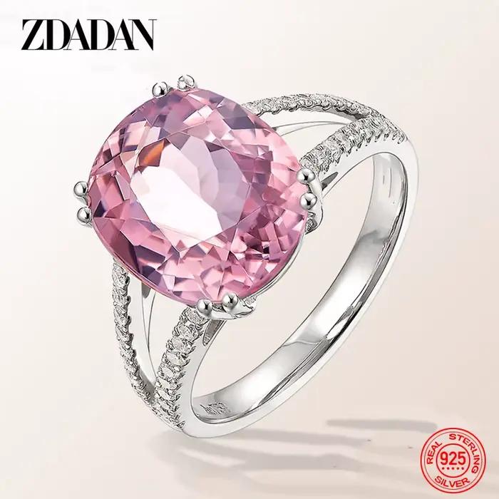 ZDADAN 925 bague en argent Sterling breloque rose zircone pour les femmes mode mariage fiançailles b