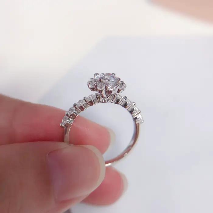 Bague Moissanite ronde D VVl's, 0.6 carats, 5.5mm, qualité supérieure, platine 950, bague de fiançai