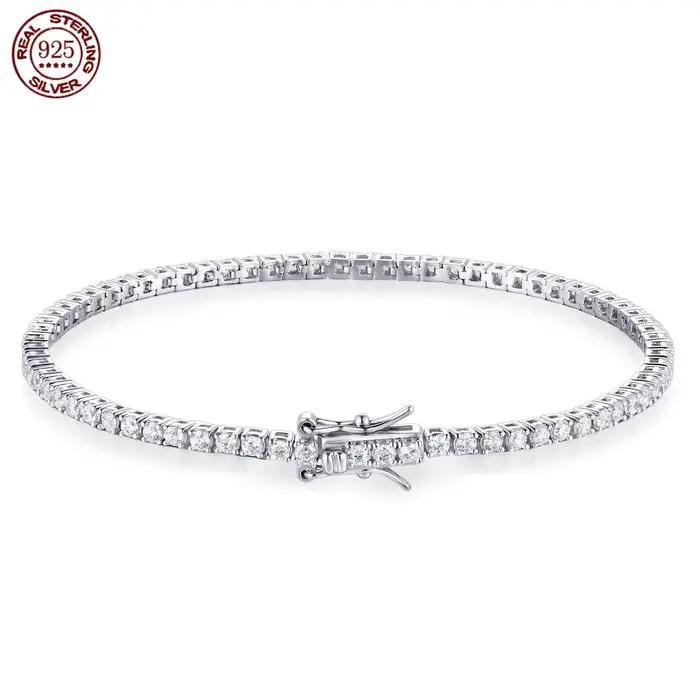 Bracelet Tennis Moissanite D VVS1 Prix Usine en Argent Sterling S925 Plaqué Or 18 carats avec Certif