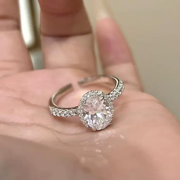 Bague de fiançailles entièrement sertie de diamants, nouveau style, luxe léger, mode exquise, anneau