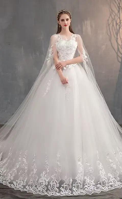 2024 robe de mariée chinoise avec longue casquette robe de mariée en dentelle avec longue traîne bro