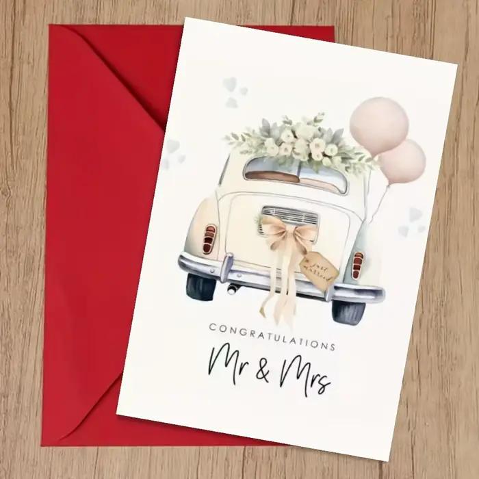1 pièce Carte d'invitation de mariage rétro, design Dame et Monseigneur, carte décorative pour fête,