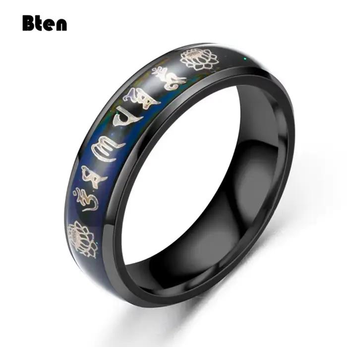 Bten – bague Mantra bouddhiste tibétain dieu de la richesse pour hommes et garçons, anneaux Spinner