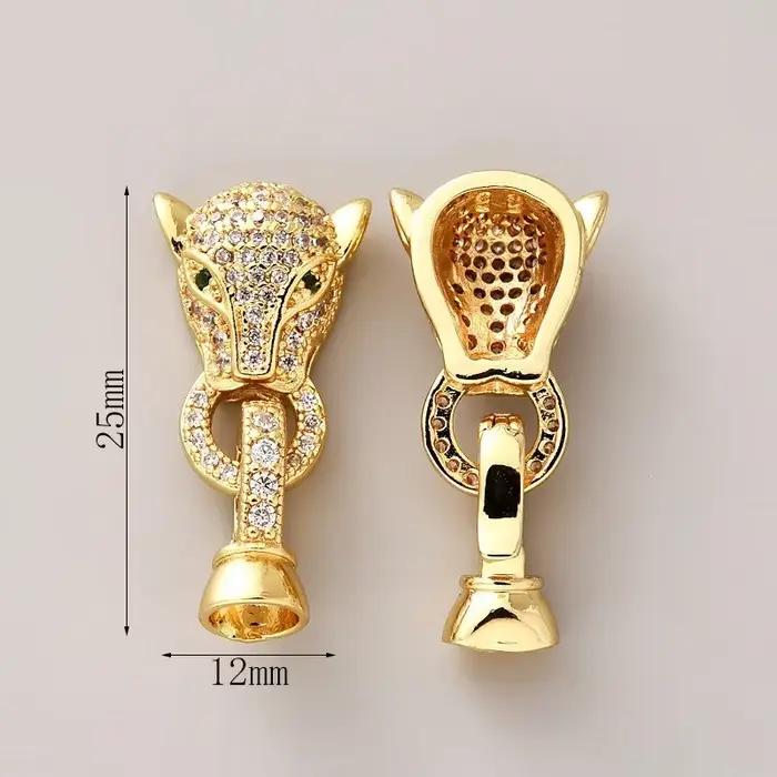 1 pièce Micro-ensemble zircone tête de léopard bijoux Linker Bracelet à bricoler soi-même collier pe