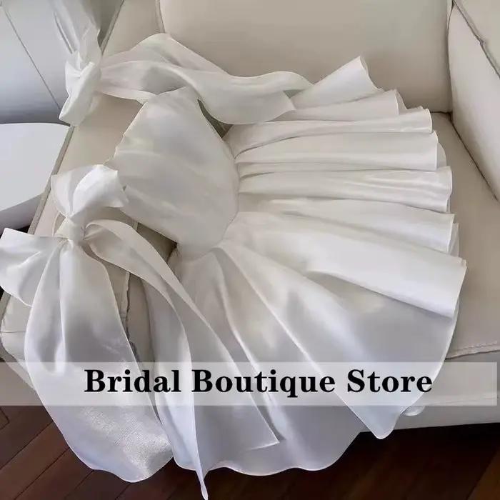 Robes de mariée courtes blanches pour femmes, ligne A, plissées, mini-robes de mariée, robe de marié