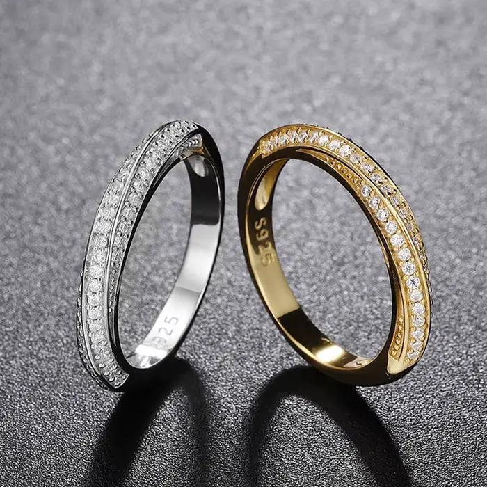 Bagues unisexes Moissanite et Zircon, bague en argent 100% véritable S925 pour hommes et femmes, lux