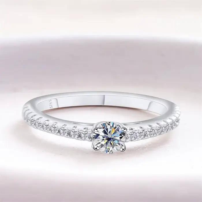 JoiasHome – bague Moissanite 0,3 ct pour couples, femmes et hommes, en argent Sterling 925, diamant