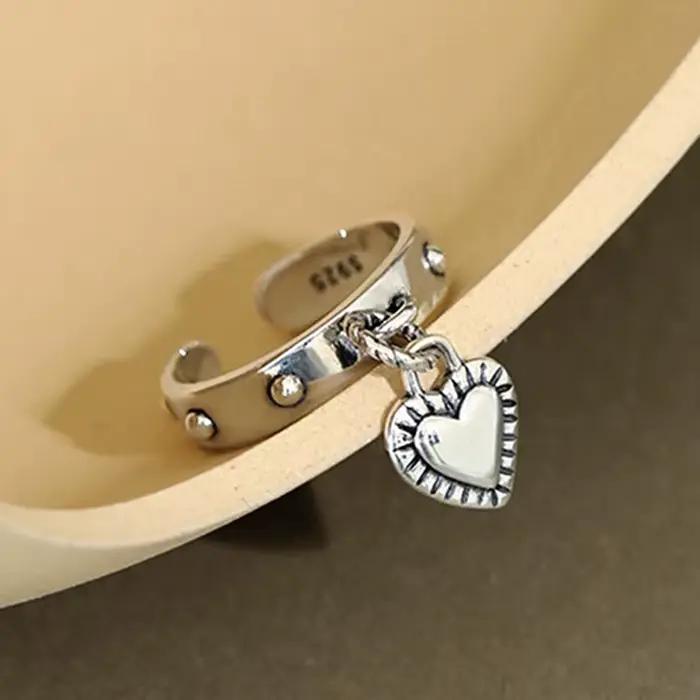 Bagues à pampilles en forme de cœur d'amour en argent Sterling 925, pour femmes et Couples, nouvelle
