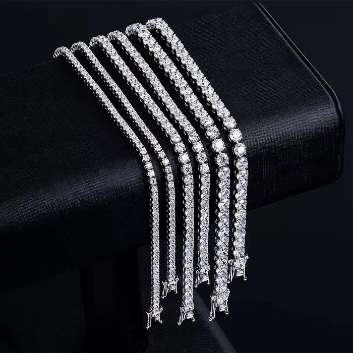 Bracelet Tennis Moissanite D VVS1 Prix Usine en Argent Sterling S925 Plaqué Or 18 carats avec Certif