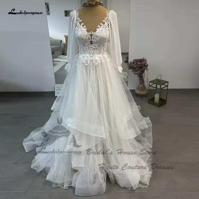 Robes de mariée princesse à manches longues pour femmes, robes de patients de luxe, vêtements éducat