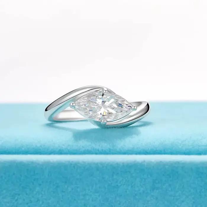 Bague Marquise AAAA en zircone de haute qualité, bague de fiançailles Solitaire en or, bague de prom
