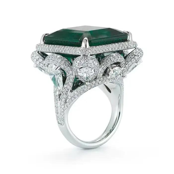 Bague en diamant émeraude de laboratoire Vintage, or blanc 14K, bague de mariage pour femmes et homm