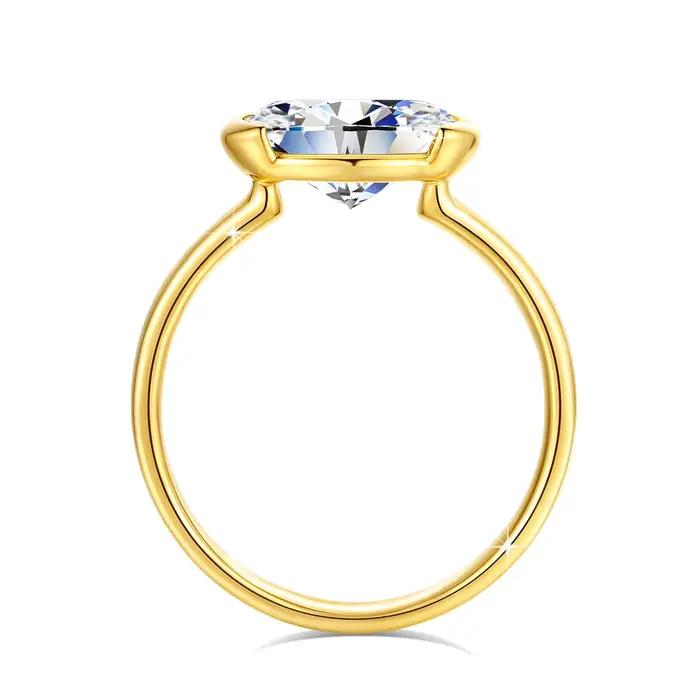 Bague Moissanite certifiée en or 14K pour femmes, diamant créé en laboratoire, fiançailles, mariage,